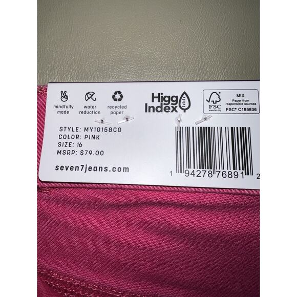 Seven 7 Slim Straight Jean Women’s Size 16 Pink - Picture 3 of 5